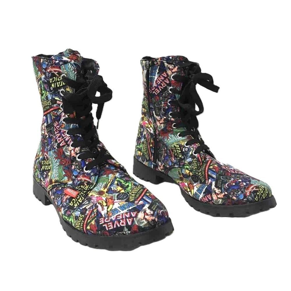 Marvel All Super Heroes Comic Print Combat Boots 10
